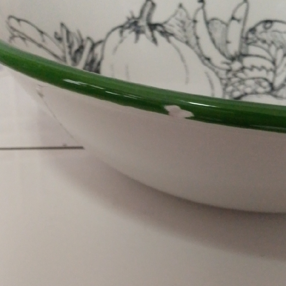 Made In Italy Baldelli Green and White Vegetable Design Bowl - Picture 11 of 11
